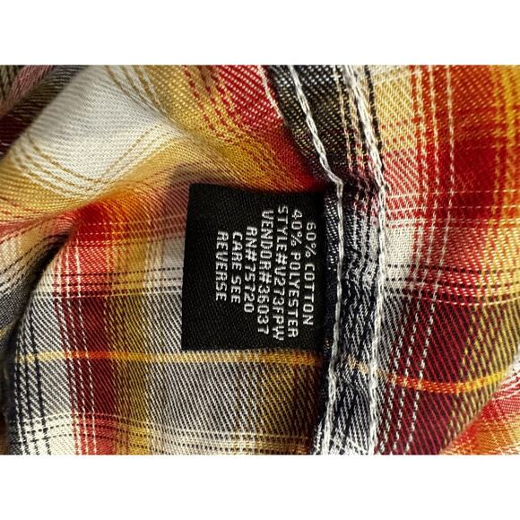 BKE Vintage 1967 Button Up Plaid Size L Athletic Fit Red Blue Snap Western Rodeo - Picture 6 of 8